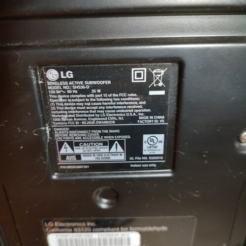 Subwoofer LG SHS36-D inalámbrico Bluetooth activo para barra de sonido LG SP7R - Imagen 11 de 15