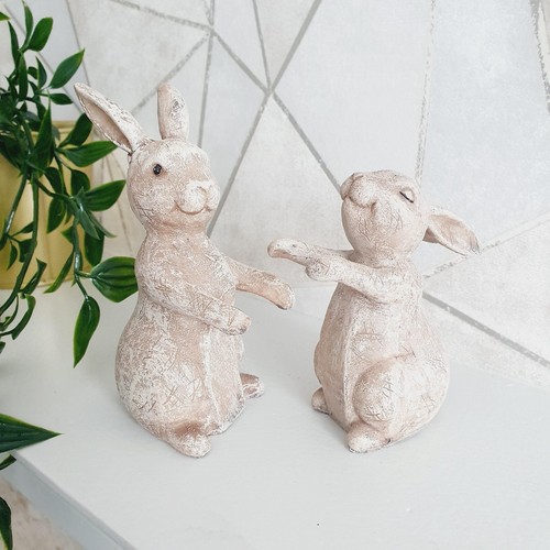 You Make My Heart Thump Bunny Figurine Special Couple Rabbit Ornament. Cute - Picture 2 of 3