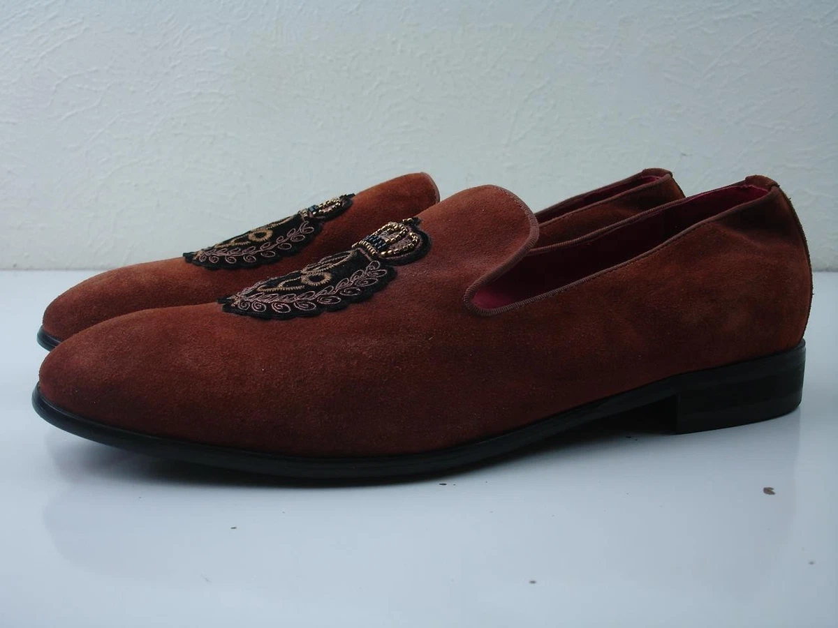 Mocassins Dolce&Gabbana Neufs Avec étiquette – Taille 43 (US 10), Velours Bleu, Logo Doré