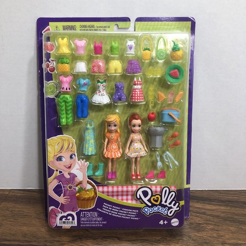 Polly Pocket Picknick Modepaket Polly & Lila Puppenkleidung Zubehör 35+ Teile