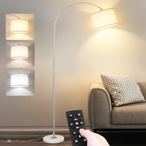 Arc Floor Lamp with Remote, Modern Standing Lamp for Living Room with Stepless - Picture 2 of 7