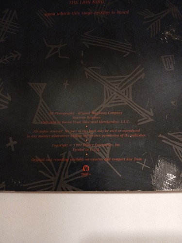 Disney Presents "THE LION KING" Broadway Musical Program 1997 Music Elton John - Picture 8 of 12
