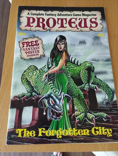 Vintage 1980s PROTEUS Fantasy Adventure Game Magazine & Poster. Issue No.4