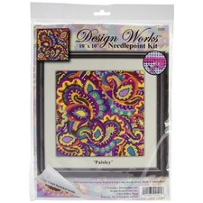 Tobin DW2521 Paisley Needlepoint Kit-10"X10" Stitched In Yarn