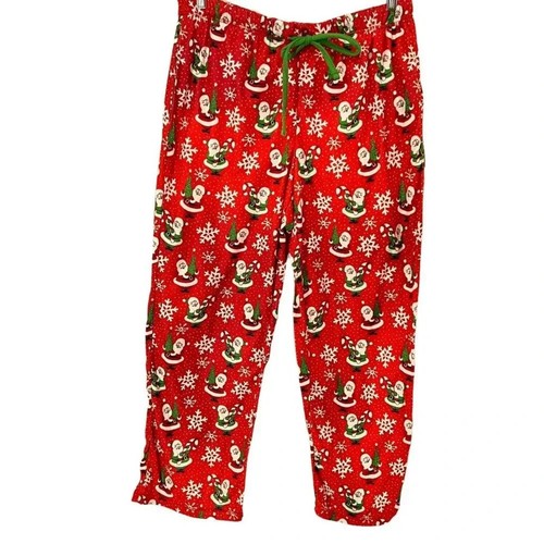 Munki Munki Christmas Holiday Santa Pajama Pants Womens Large