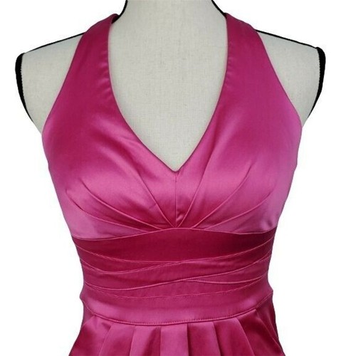 VTG Y2K Windsor Pink Satin Dress Juniors Sz 7 Mini Pockets Party Barbiecore - Picture 3 of 7