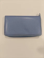 Filofax Saffiano Zip Organizer, Personal Compact Size, Vista Blue Stained