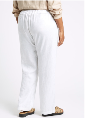 M&S Ladies Trousers Soft White Linen Rich Wide Leg Trousers BNWT Marks Curve - Picture 5 of 7
