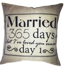 Married 365 Days Pillow Case 17 x 17 Cotton Linen Design Décor USA SHIPPER