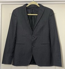 TAGLIATORE Dark Gray Virgin Wool Super Italy Two Button Blazer 44R Elbow Patches