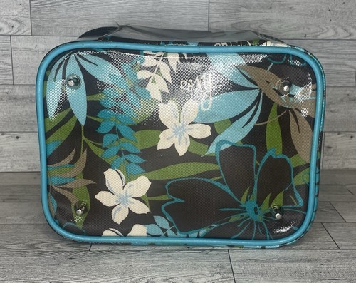 Vintage Roxy Makeup Bag Cosmetic Train Case Zip Travel Luggage Hawaiian Mirror - Picture 6 of 17