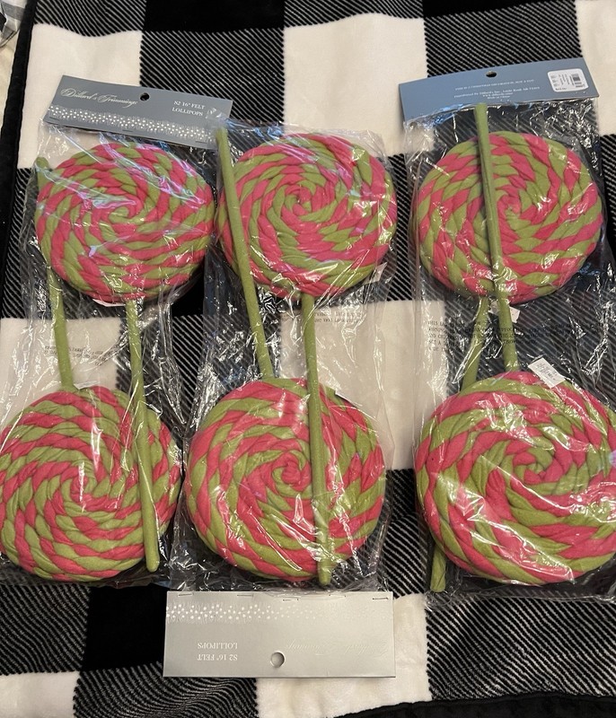 Lot Of Six (6) Christmas Large Lollipops - NEW! GREAT FOR YOUR EASTER TREE!