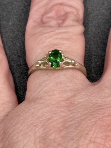 Sterling Silver Lab Emerald Ring Size 6.00 Adjustable R30 - Picture 7 of 11