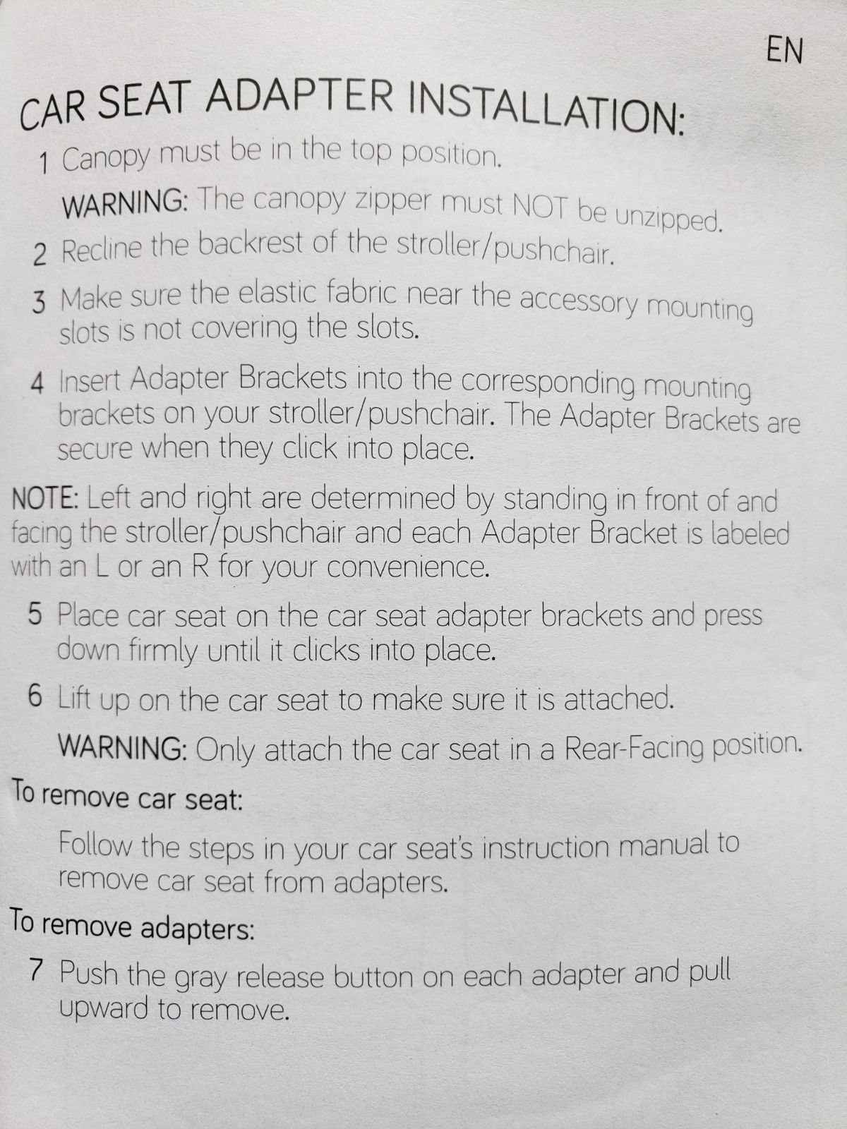 Graco CAR SEAT ADAPTER or Baby Jogger For City Mini 2/City Mini GT2/City Elite 2