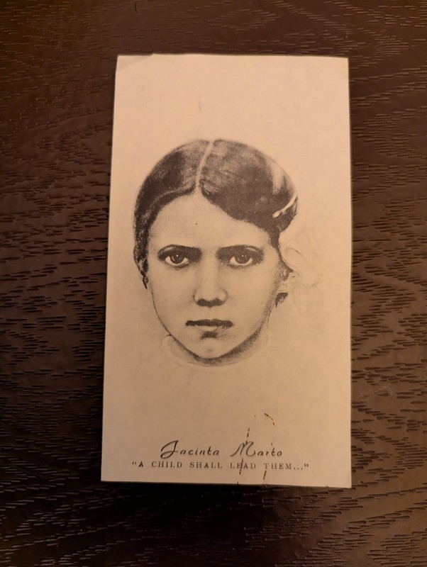 St. Jacinta Marto Vintage Official Prayer Card rare priest estate