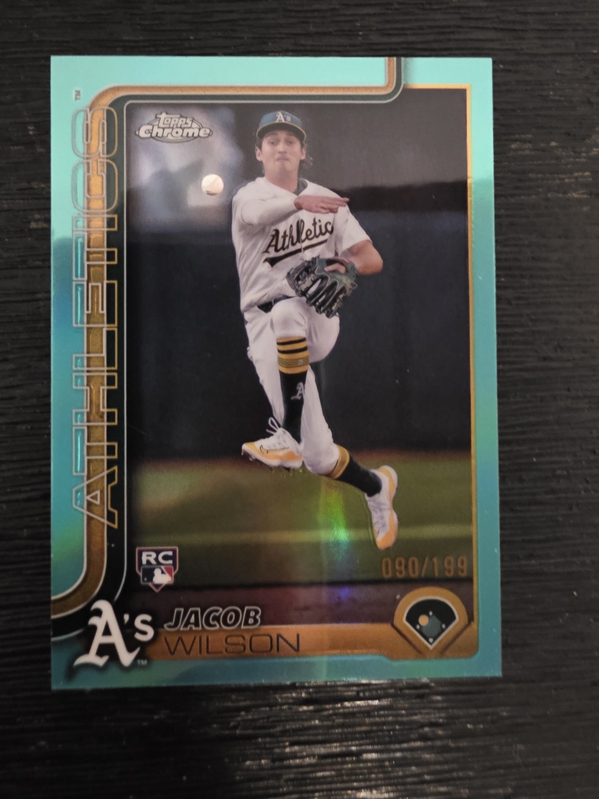 2025 Jacob Wilson TOPPS CHROME Aqua Refractor #96 Rookie RC 90/199 Athletics A's