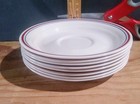 8 VINTAGE Corelle Saucers ABUNDANCE Pattern Corning Ware Blue & Mauve Rings Deep