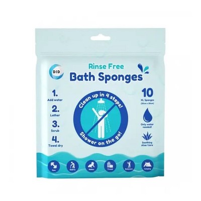 DID Spülfreie Badeschwämme mit beruhigender Aloe Vera 10er Pack