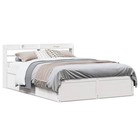 Bed frame white solid pinewood 120x200 cm with headboard shelves rustic storage