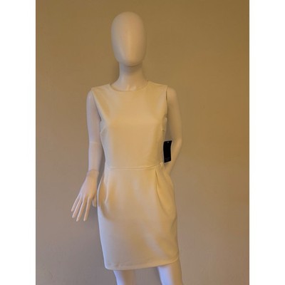 Zara Basic Women's Cream Open Back Sleeveless Sheath Dress Size S New