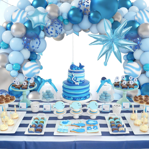 150 Stck. Blau Ballon Bogen Girlande Kit, Junge Babyparty Dekorationen Hell Pastell B - Bild 7 von 12