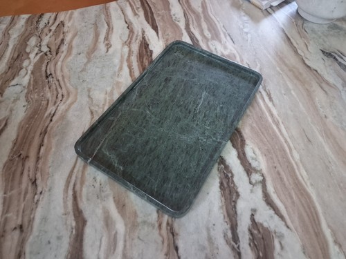 Green Marble Serving Tray | Bathroom Vanity Organizer | Jewelry Display | Coffee - Picture 7 of 13