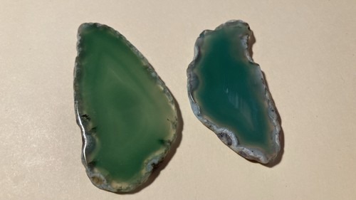 Set Of 2 Natural Blue Green Agate Crystal Geode Druzy Slice Gemstone 27G And 17g - Bild 7 von 13