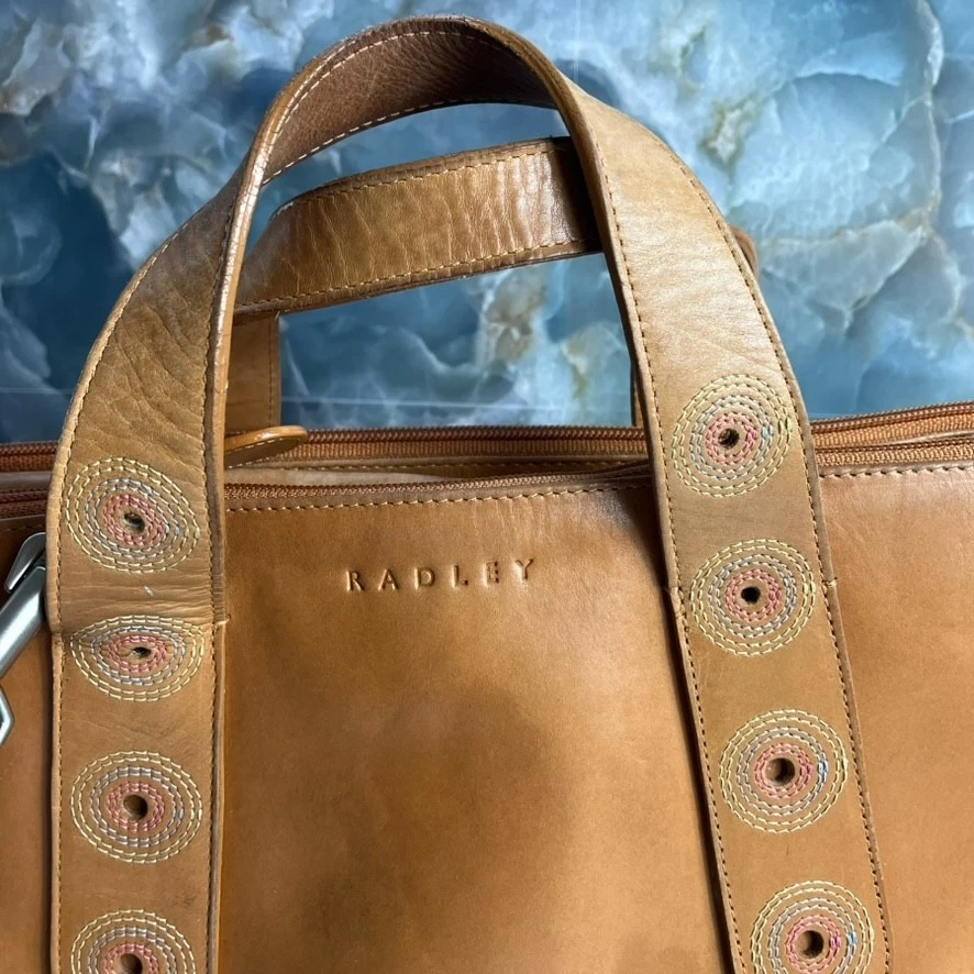 Bolso de Mano Radley Cuero Coñac Bordado Círculos Correa Desmontable Foto 3 de 4