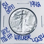 1942 BU UNCIRCULATED WALKING LIBERTY SILVER HALF DOLLAR AUTHENTIC U.S. MINT 4284