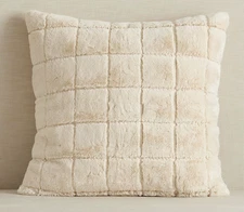 POTTERY BARN FLUFFY FUR PILLOW SHAM EURO  IVORY NEW w/tags SOLD OUT NLA