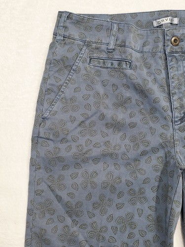 Pantaloncini chino classici da donna Orvis taglia 4 10 design foglia blu tasche passanti cintura - Foto 4 di 5