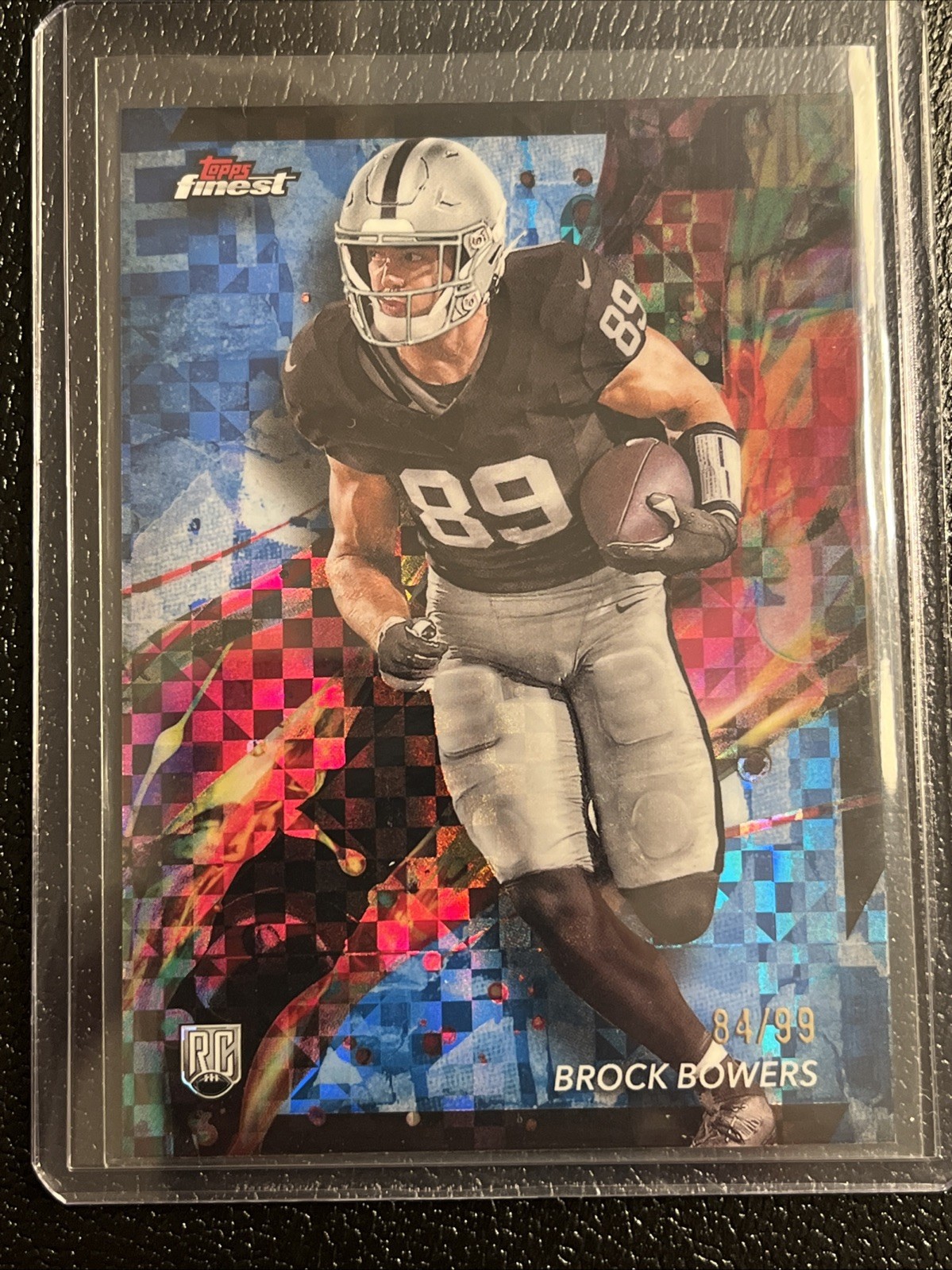 2024 Topps Finest - Common Brock Bowers #82 Blue Checkerboard Refractor /99 (RC)