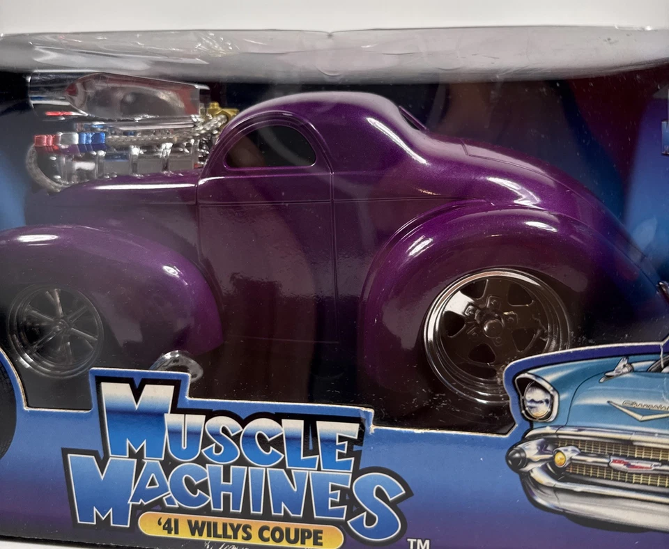 ‘41 Purple Willys Coupe 1:18 Scale Die Cast MUSCLE MACHINES Too Cool MIB - Image 2 of 4