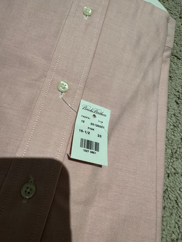 Brooks Brothers NWT Deadstock USA Made 15.5 33 OCBD Oxford Shirt Pink Vintage - Picture 5 of 5