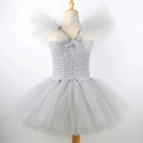Niñas Disfraz Joker Gris Hecho a Mano Malla Tutú Vestido Niños 2025 Halloween - Imagen 6 de 30