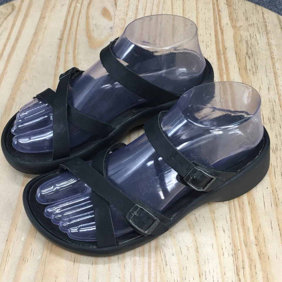 Tatami by Birkenstock Sandals Womens 36 Black Slides Leather Buckle Open Toe - Image 3 of 4