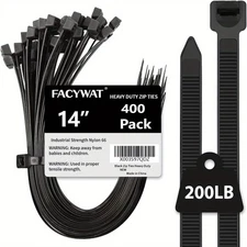 400 14" Cable ZIP TIES Heavy Duty Strong Ultra Nylon Wrap Wire Cord UV Resistant