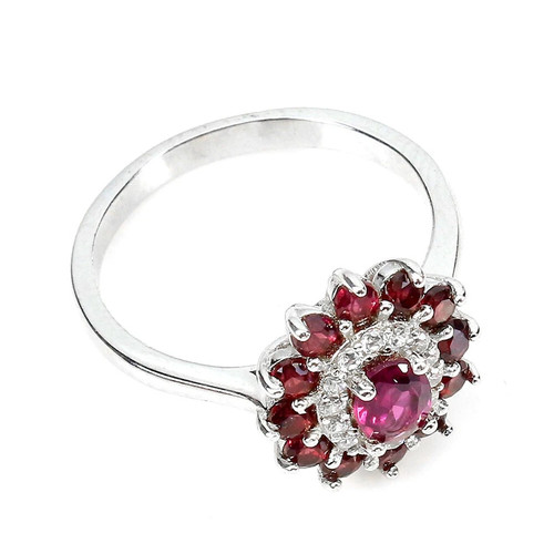 Anillo de propuesta de boda sólido sólido de oro blanco de 18 quilates con rubí natural y diamante de 6,5 quilates - Imagen 3 de 7