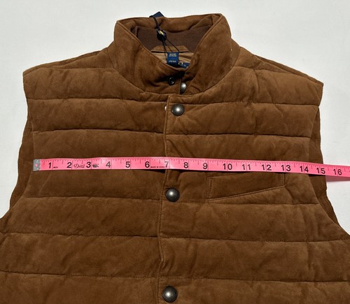 Polo Ralph Lauren Herren braun Ziegenveloursleder Leder gesteppt gefütterte Weste Medium - Bild 13 von 15