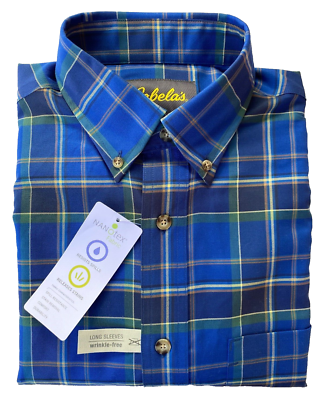 #ad Cabela#x27;s Button Front Shirt Mens Medium Blue Plaid 100% Cotton MSRP $55 NWT $13.50