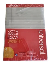 Universal Colored Perforated Wide Ruled Legal Pads 8 1/2x11 3/4 Set of 6 Blue