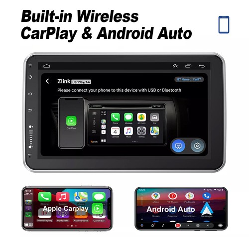 Single 1DIN Rotatable 10.1" Android 13 Apple Carplay Car GPS Stereo Radio 2+64GB - Picture 3 of 14