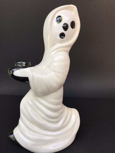 Vintage Ceramic Halloween Ghost 12.5” White, Running, Missing Jack O Lantern - Bild 6 von 7