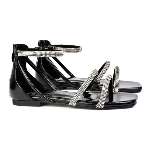 Womens Flat Gladiator Sandals Ladies Diamante Strappy Summer Shoes Size 3-8 - Picture 22 of 34