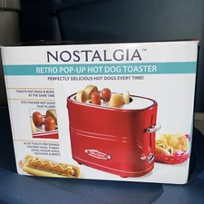 Retro Red Pop-Up Hot Dog Toaster with Mini Tongs In Original Packaging Works