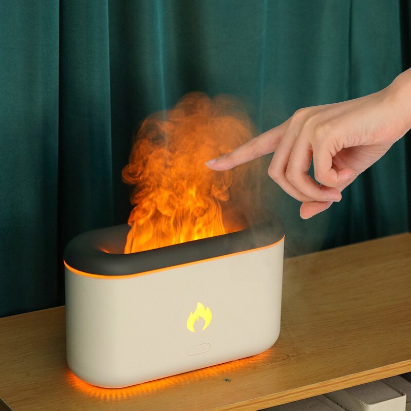 Essential Oil Flame Effect Diffuser. Home Aromatherapy, Air Humidifier LED Light