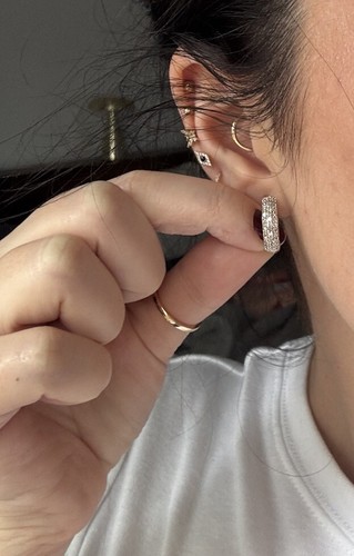 Angus and Coote 9CT GOLD DIAMOND PAVE HUGGIE EARRINGS - Picture 9 of 12