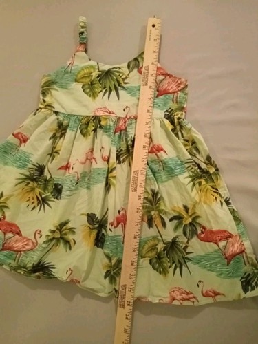 Pacific Legend Apparel Girls Size 7-8 Hawaiian Flamingo Light Green Dress - Picture 7 of 10