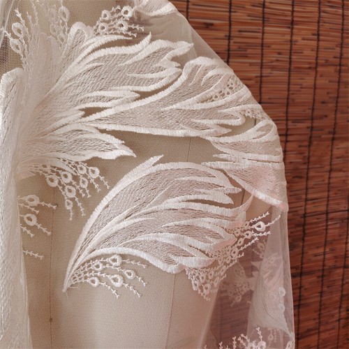 Brautkleid Kostüm Spitze Blätter Tüll Phoenix Stickerei Hochzeitskleid Stoff 1Y - Bild 7 von 7