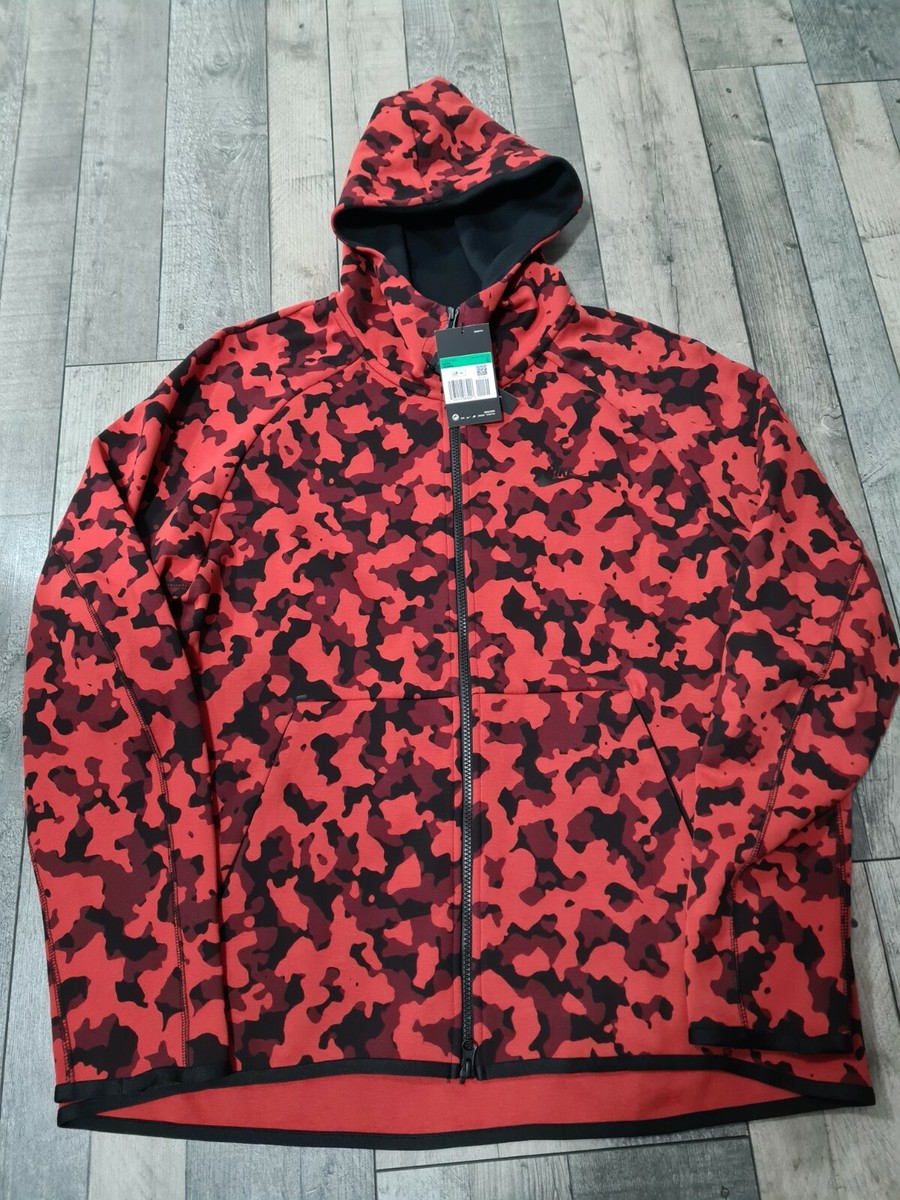 Men s Tech Fleece Camo Hoodie Sportswear Top Size XL Brand New Colour Red